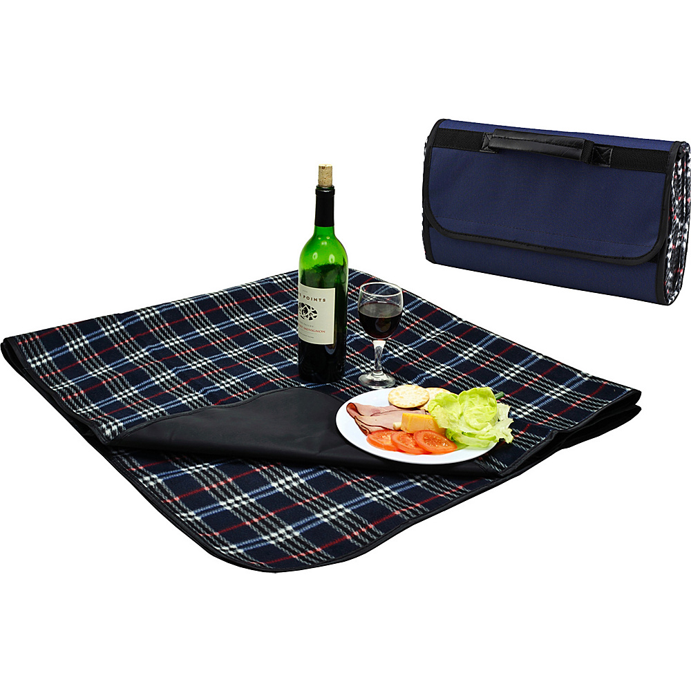 Picnic at Ascot Outdoor Picnic Blanket with Waterproof Backing 58 x 53 Blue Plaid Picnic at Ascot Outdoor Accessories