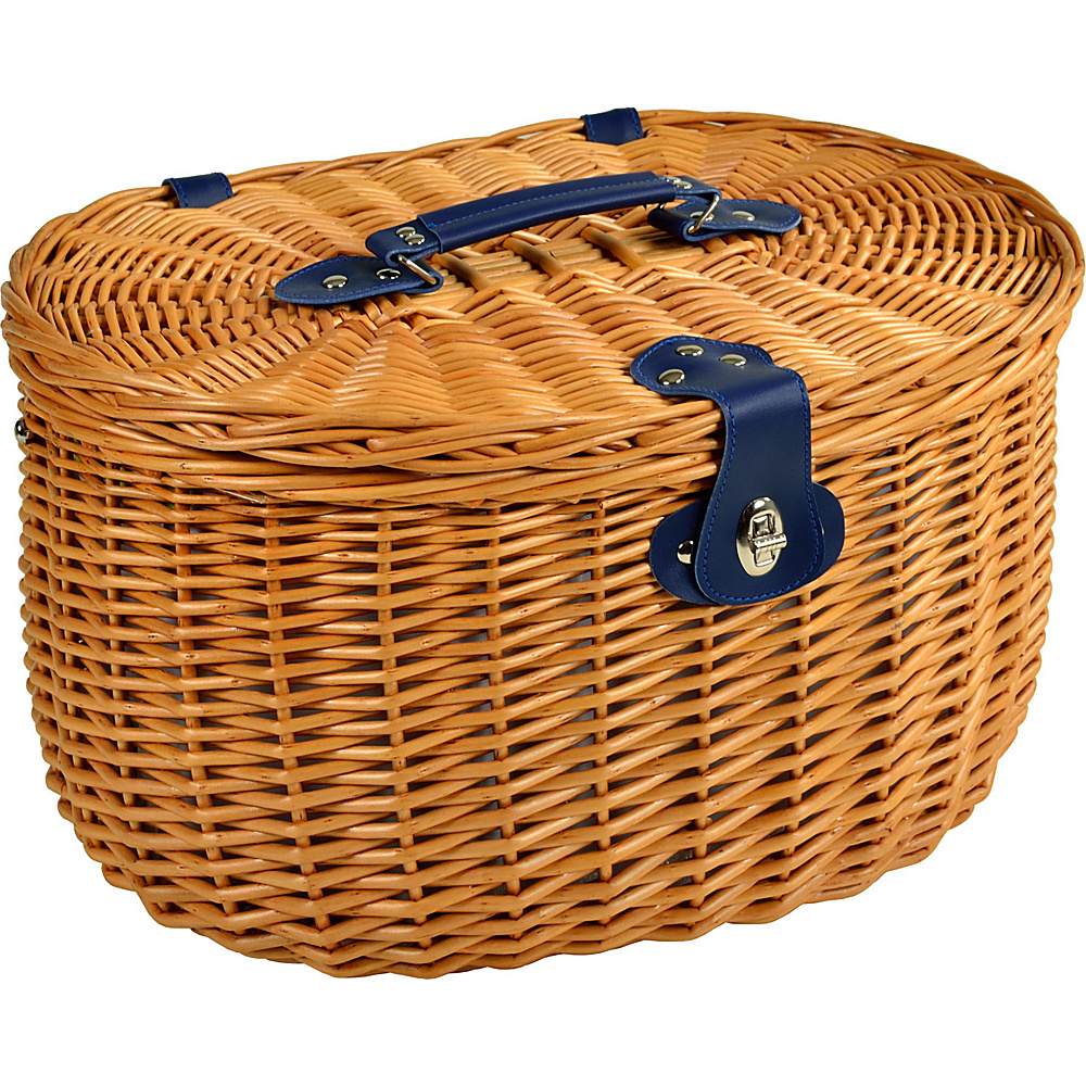 Picnic at Ascot Ramble Lined Picnic Basket with Service for 2 Trellis Green Natural Trellis Green Picnic at Ascot Outdoor Accessories