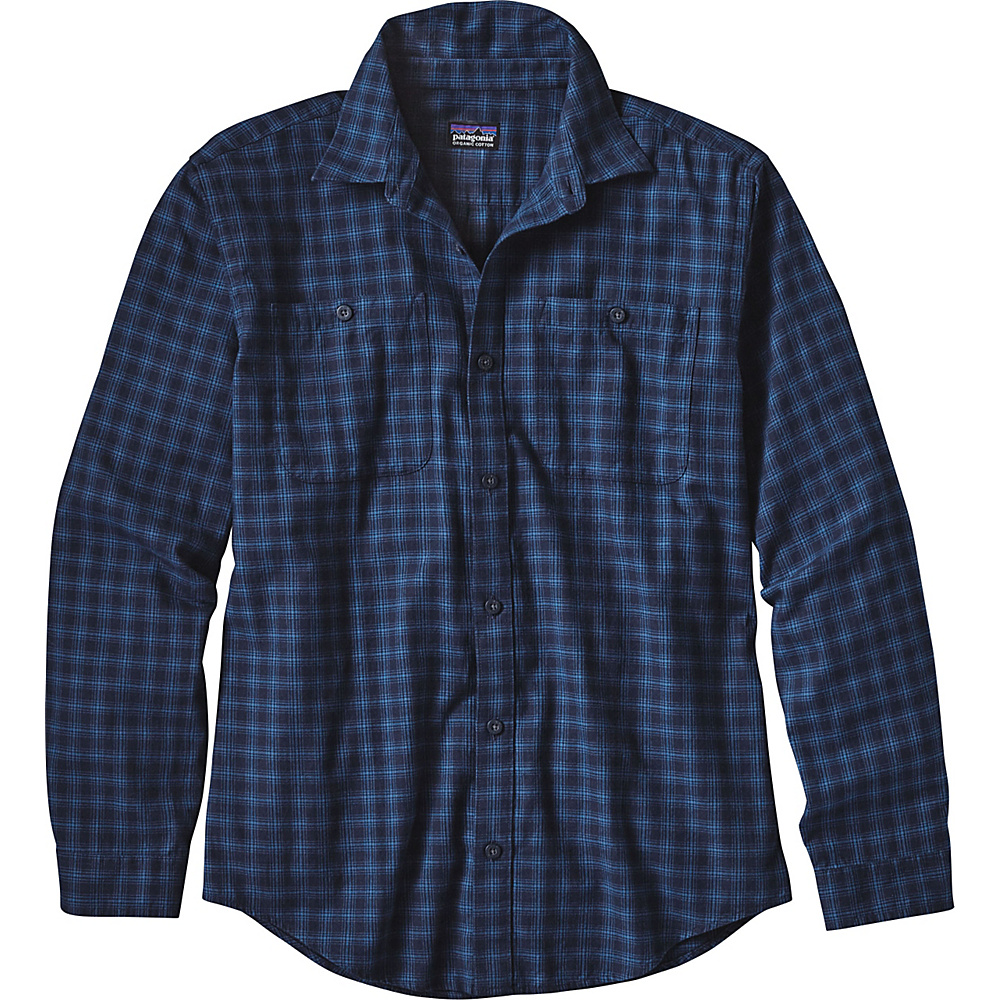 Patagonia Mens Long Sleeve Pima Cotton Shirt XS Blocked Out Glass Blue Patagonia Men s Apparel