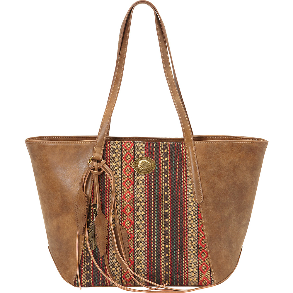 Bandana Serape Zip Top Tote Medium Brown Autumn Leaves Bandana Manmade Handbags