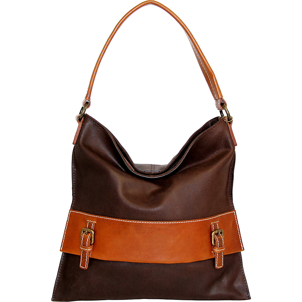 Nino Bossi Orchid Petal Shoulder Bag Chocolate Nino Bossi Leather Handbags