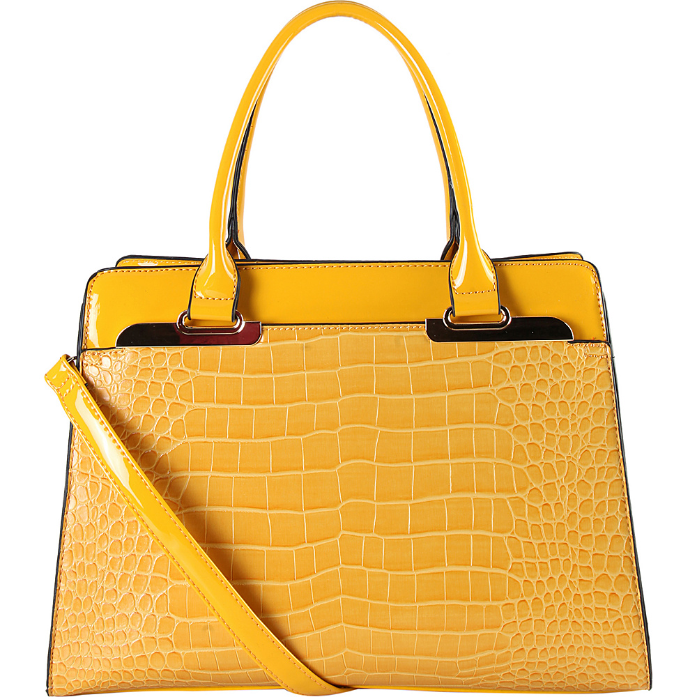 Diophy Faux leather Double handle Handbag Yellow Diophy Manmade Handbags