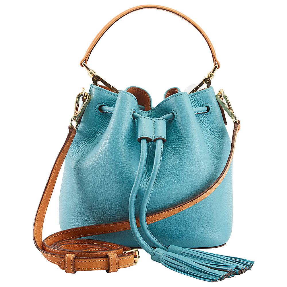 TUSK LTD Billie Small Drawstring Crossbody Blue - TUSK LTD Leather Handbags