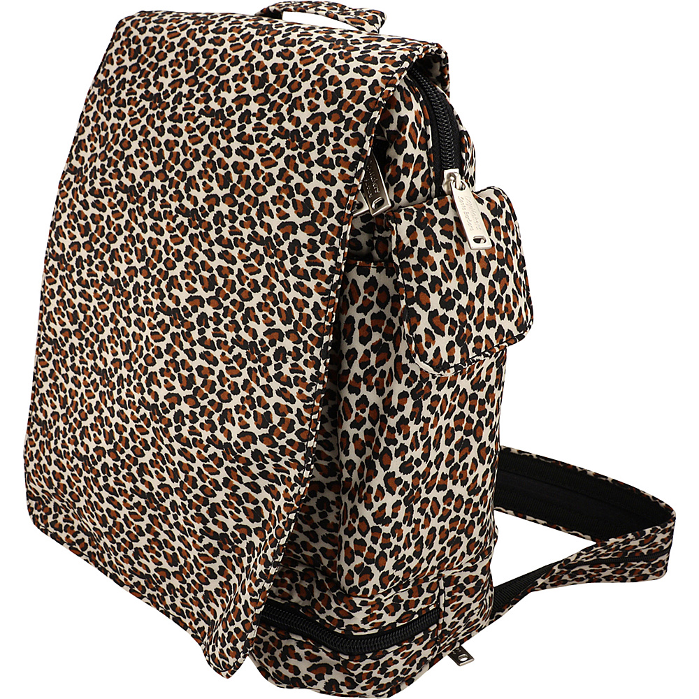 BeSafe by DayMakers Anti Theft Convertible Backpack with Flap Leopard BeSafe by DayMakers Fabric Handbags