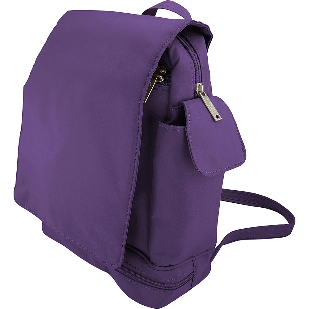 BeSafe by DayMakers Anti Theft Convertible Backpack with Flap Purple BeSafe by DayMakers Fabric Handbags