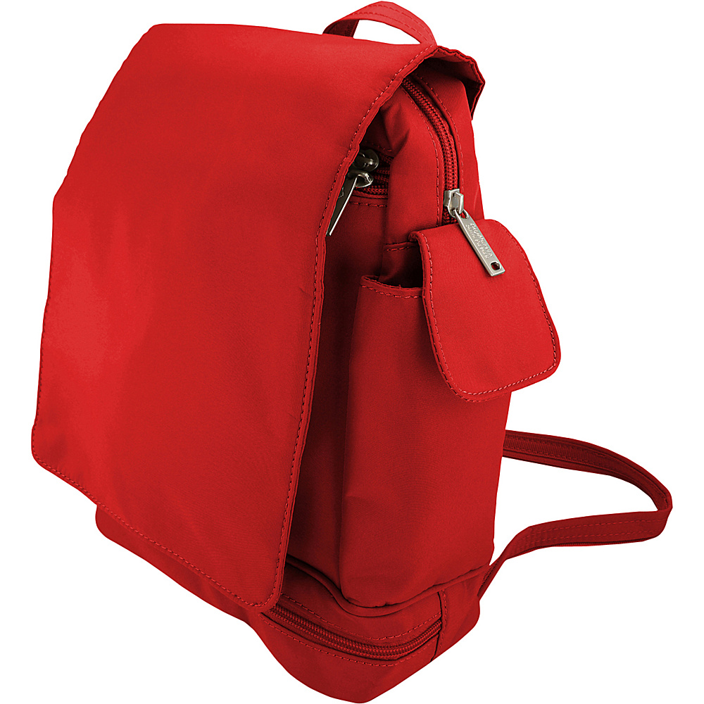 BeSafe by DayMakers Anti Theft Convertible Backpack with Flap Red BeSafe by DayMakers Fabric Handbags
