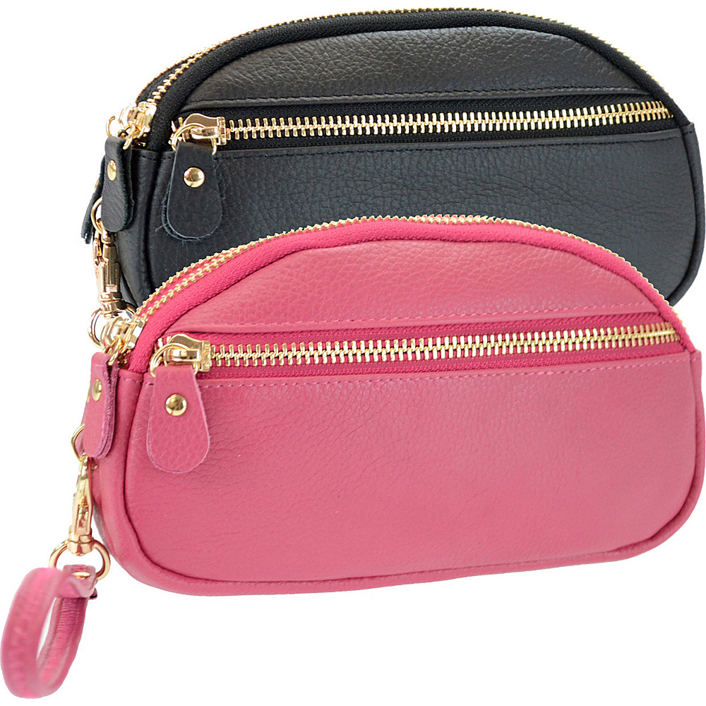 R R Collections Genuine Leather Wristlet Wallet Black amp; Pink R R Collections Women s Wallets