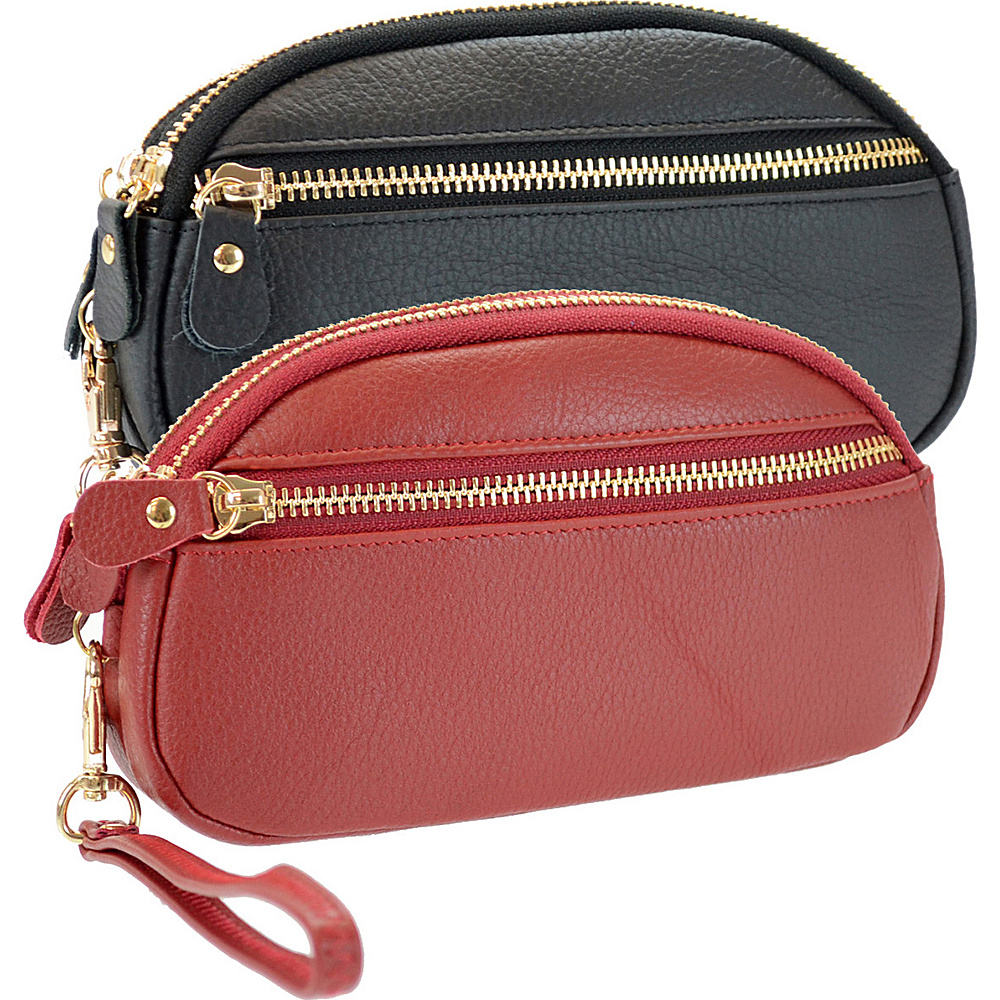 R R Collections Genuine Leather Wristlet Wallet Black amp; Red R R Collections Women s Wallets