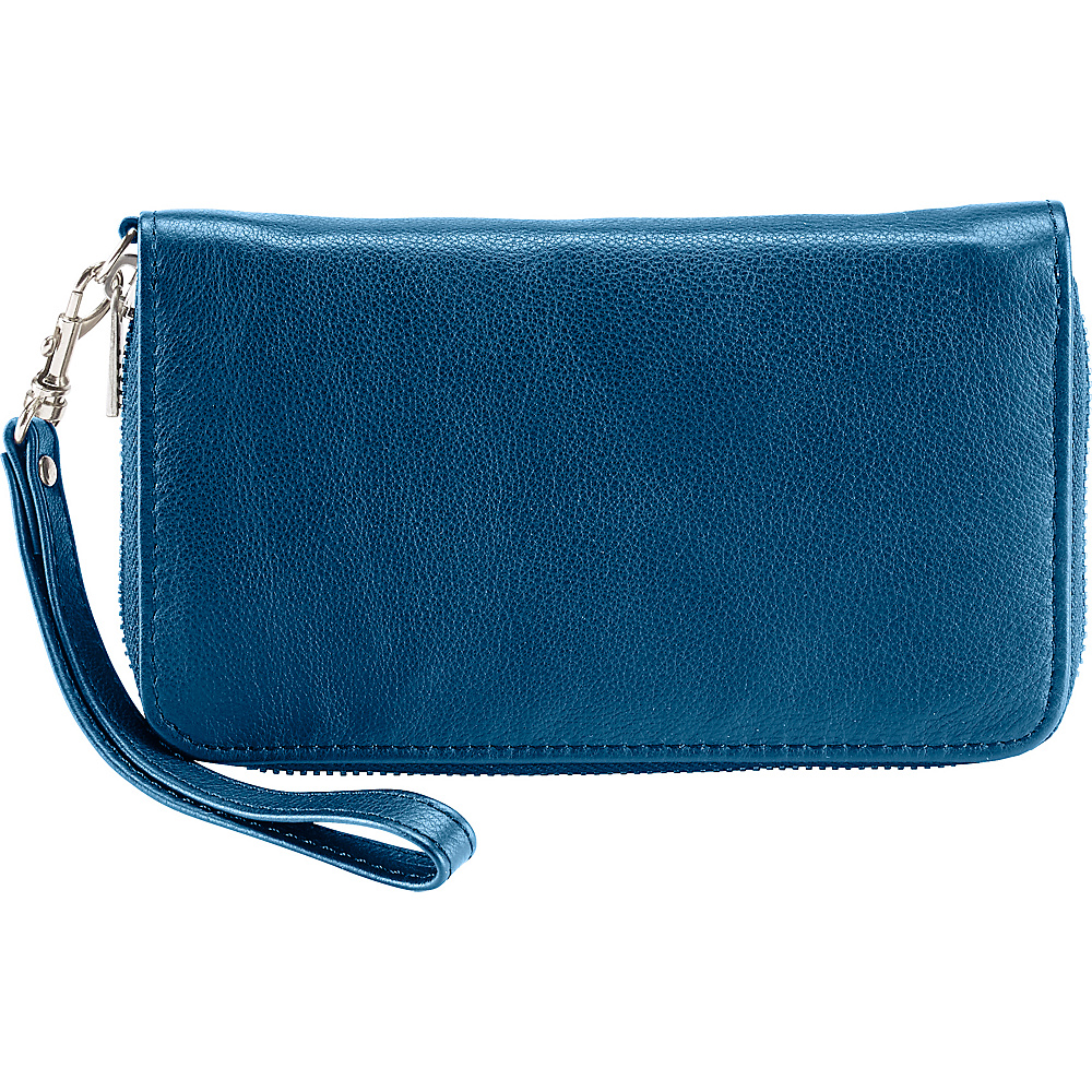 Lewis N. Clark RFID Leather Wristlet Blue Lewis N. Clark Women s Wallets