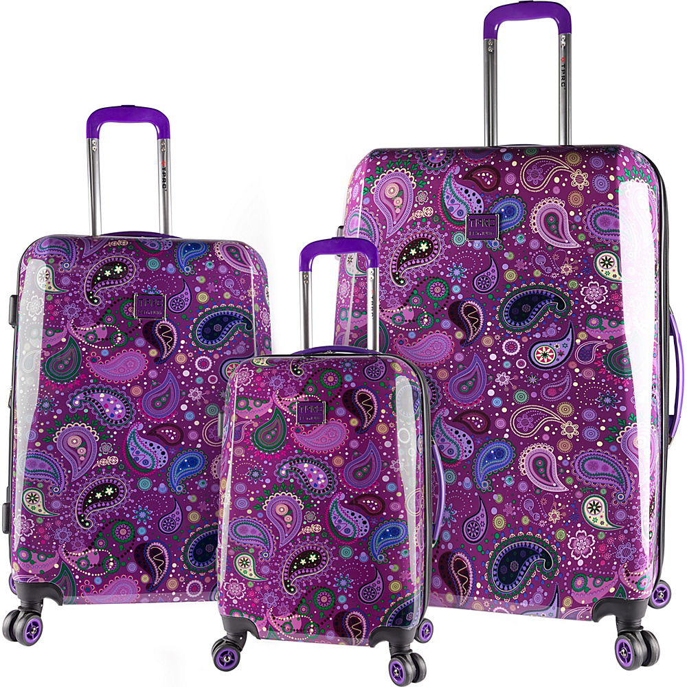 Travelers Club Luggage Paisley 3pc Expandable Luggage Set Purple Print Travelers Club Luggage Luggage Sets
