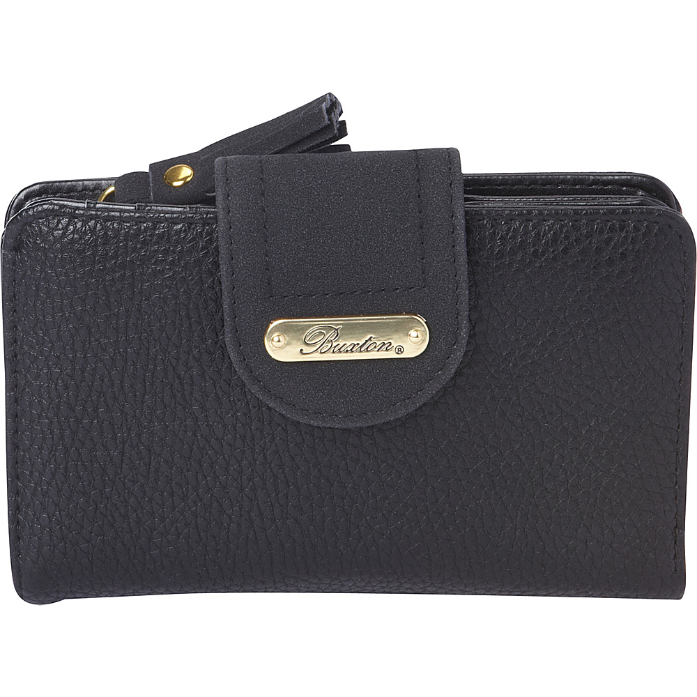 Buxton Touch of Suede Medium Tab Wallet Black Buxton Women s Wallets