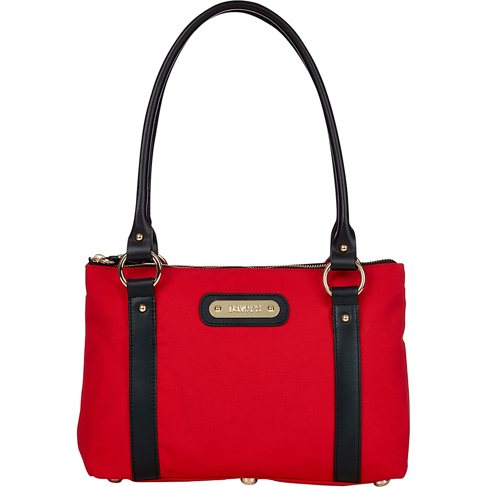 Davey s Small Tote Red Black Leather Davey s Fabric Handbags