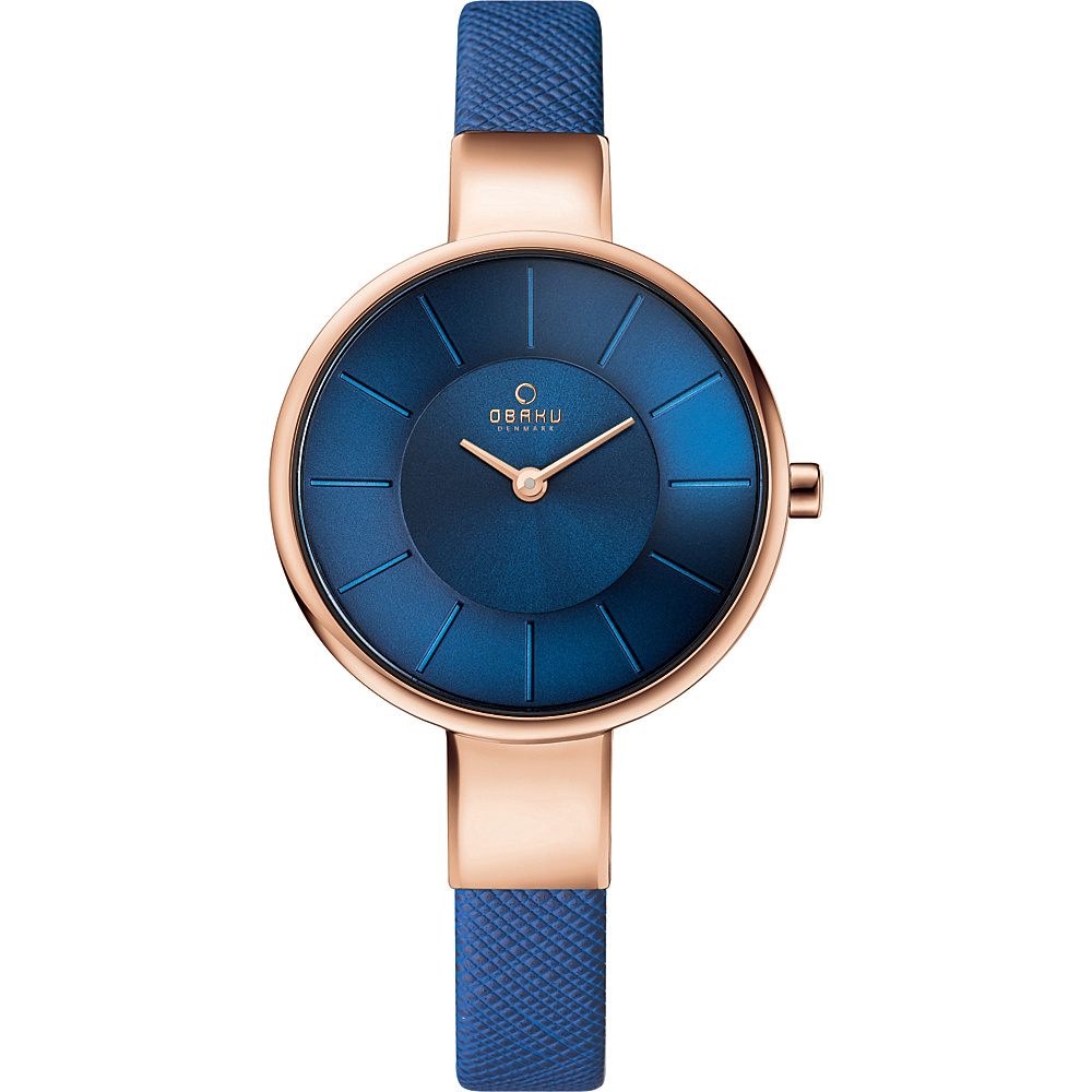 Obaku Watches Womens Leather Watch Blue Rose Gold Obaku Watches Watches