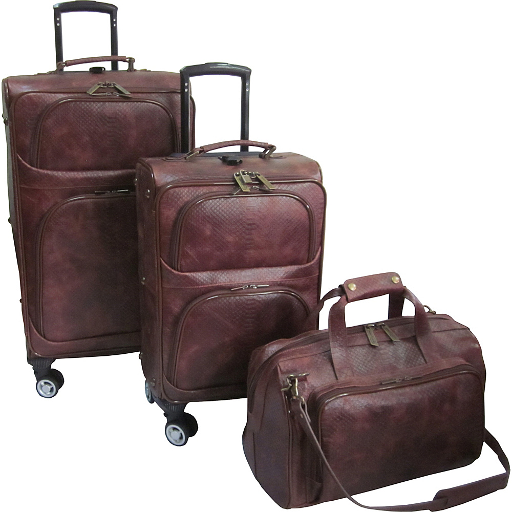 AmeriLeather 3 Piece Spinner Traveler Set Brown Python AmeriLeather Luggage Sets