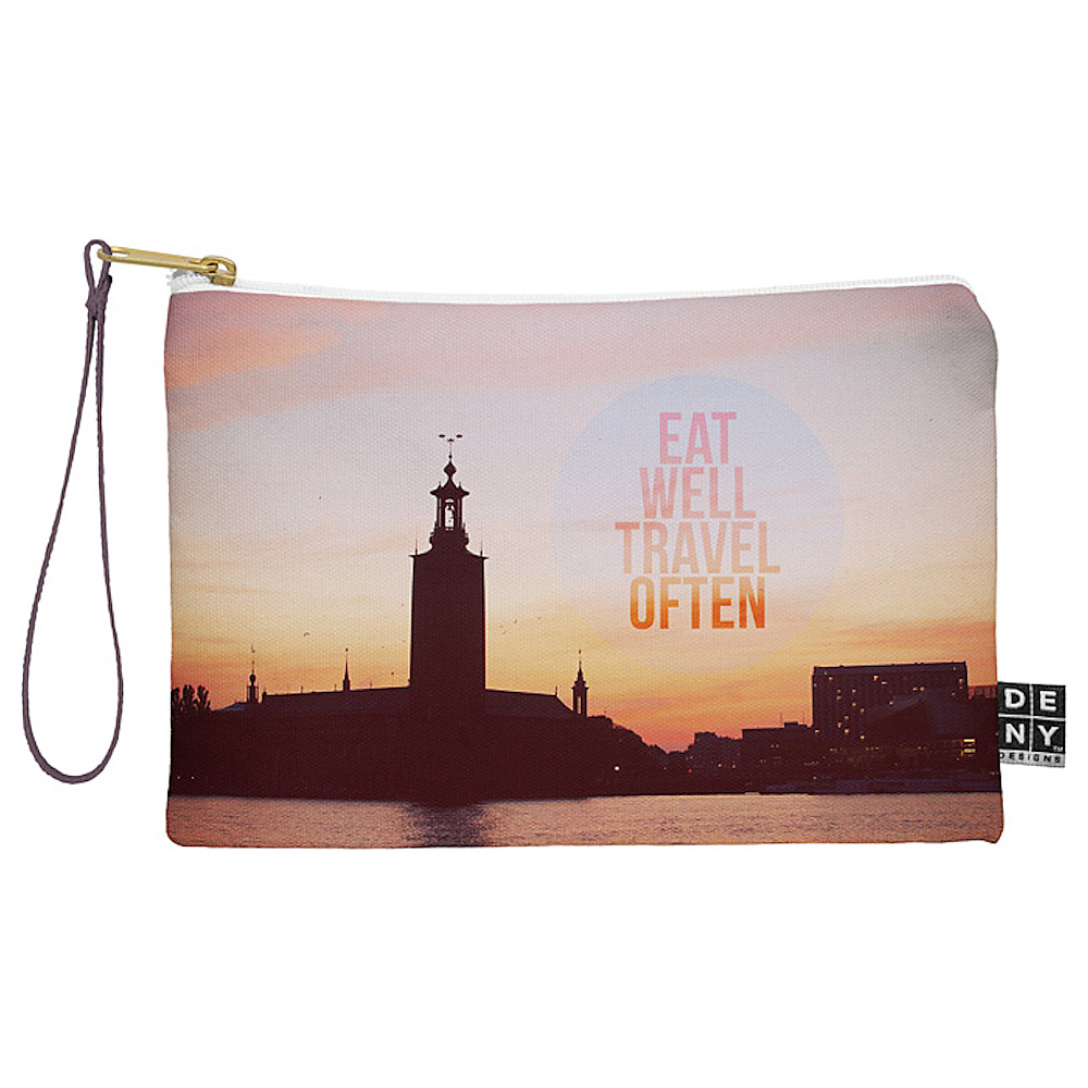 DENY Designs Pouch with Wristlet Happee Monkee Eat Well Travel Often DENY Designs Luggage Accessories