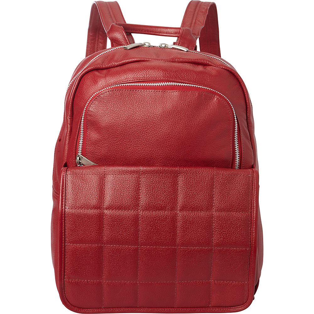 Piel Quilted Leather Backpack Red Piel Leather Handbags