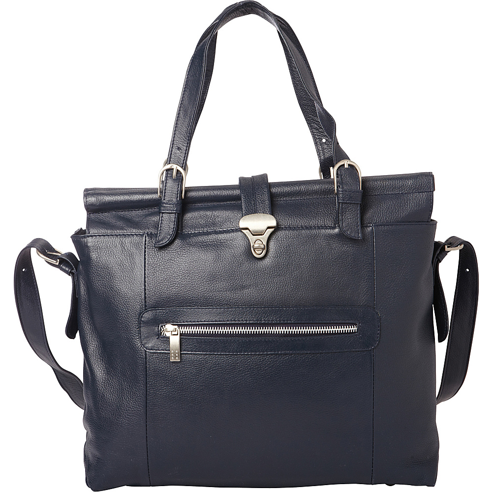 Piel Double Dowel Rod Leather Bag Navy Piel Women s Business Bags