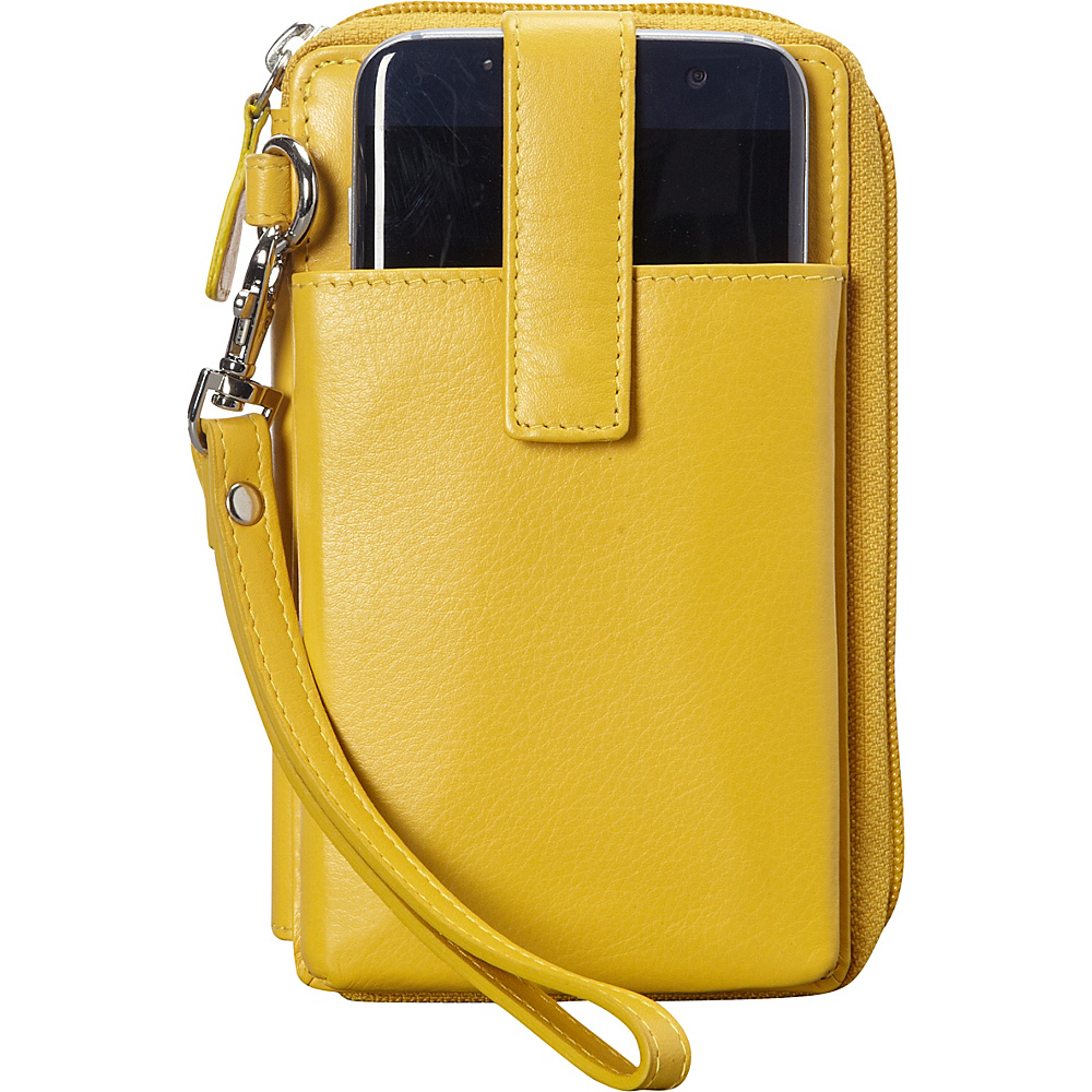 Mancini Leather Goods RFID Secure Cell Phone Wallet Mustard Mancini Leather Goods Women s Wallets