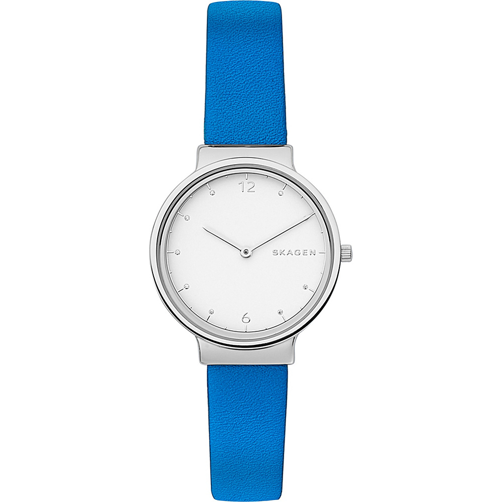 Skagen Ancher Leather Watch Blue Skagen Watches