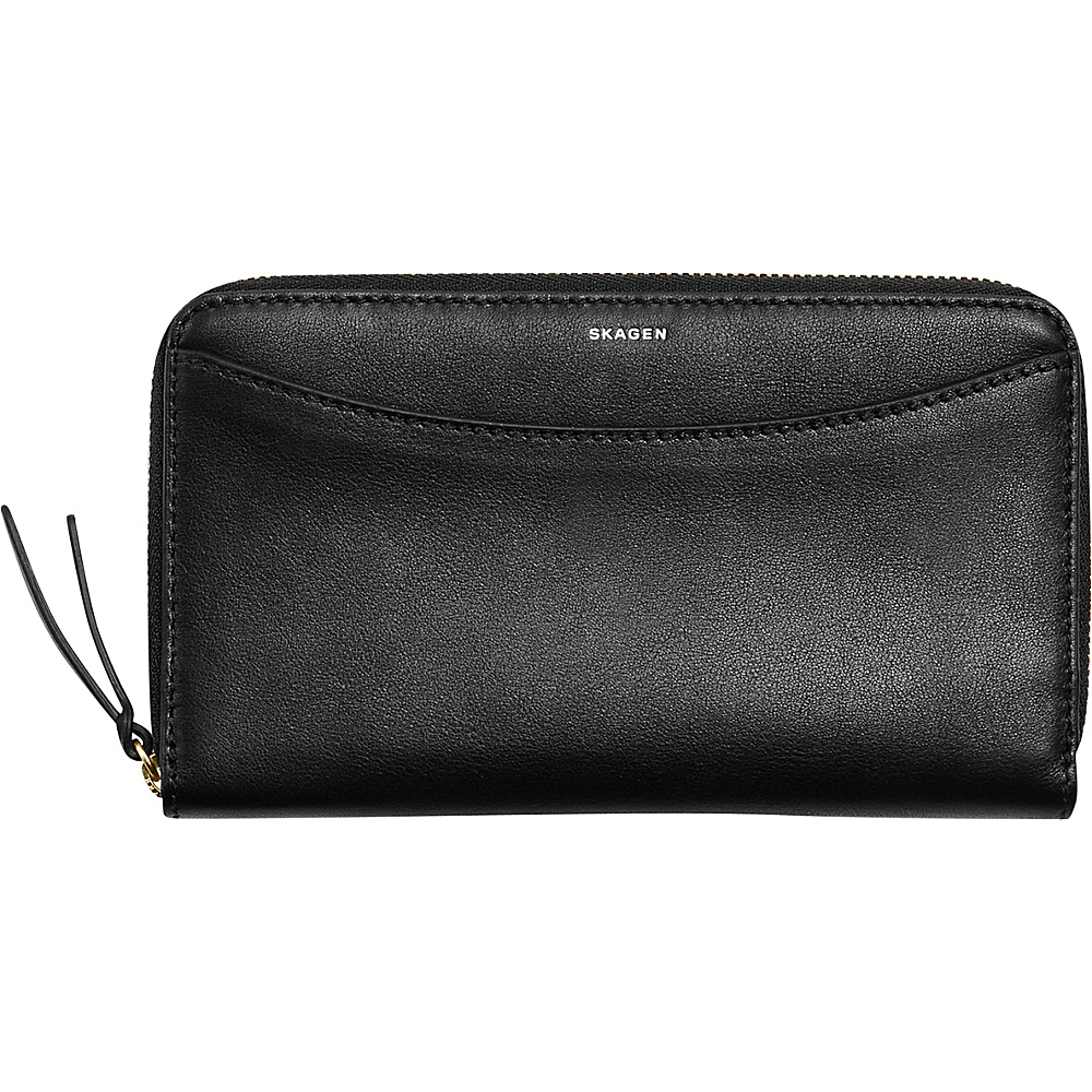 Skagen Compact Leather Zip Wallet Black Skagen Women s Wallets