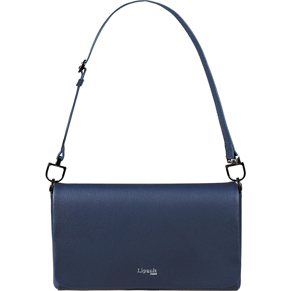 Lipault Paris Plume Elegance Medium Leather Clutch Bag Navy - Lipault Paris Leather Handbags