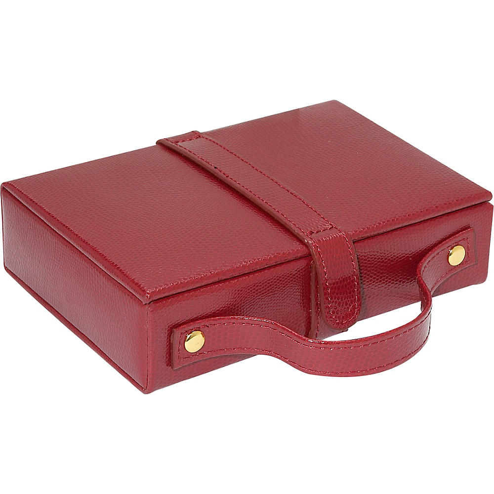 Budd Leather Travel Jewel Box with Mirror Red Budd Leather Business Accessories