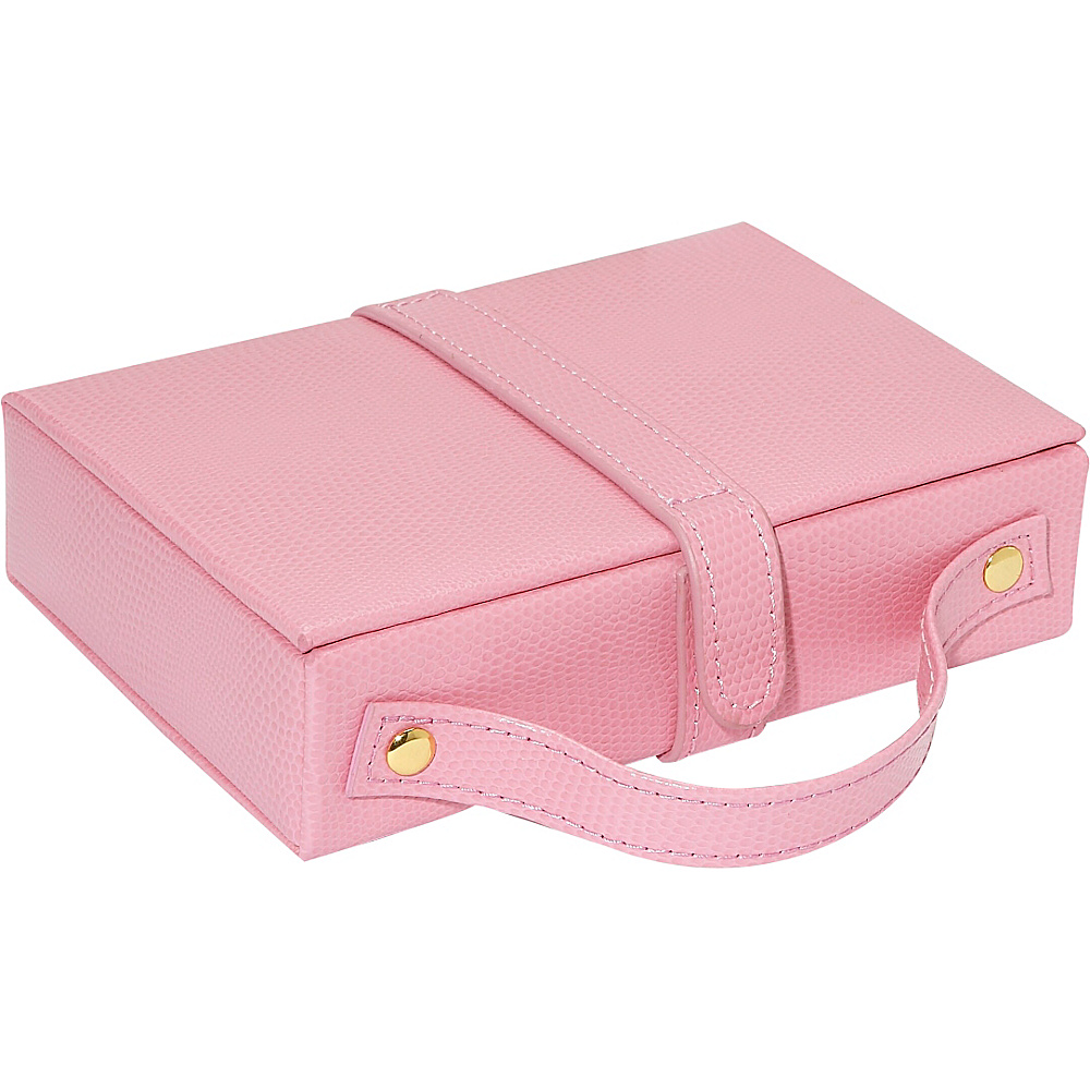Budd Leather Travel Jewel Box with Mirror Pink Budd Leather Business Accessories