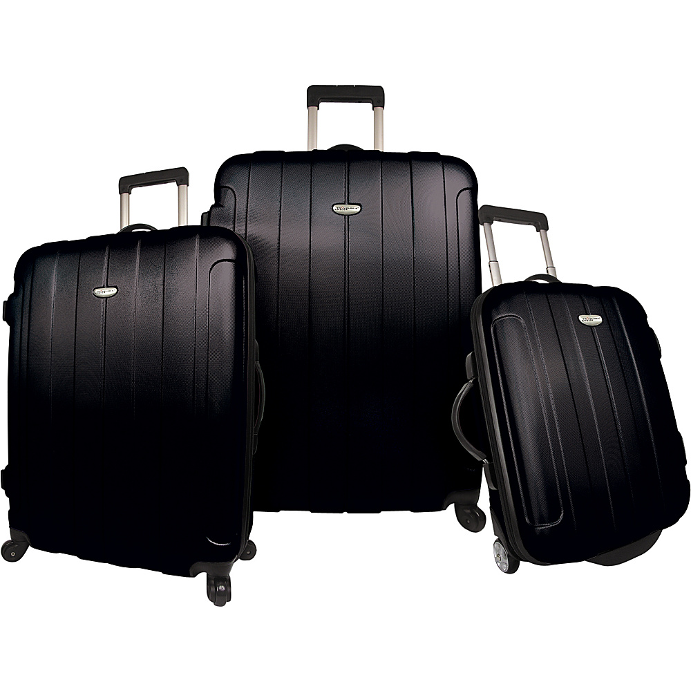 Traveler s Choice Rome 3 Piece Hardshell Spinner Rolling Luggage Set Black Traveler s Choice Luggage Sets