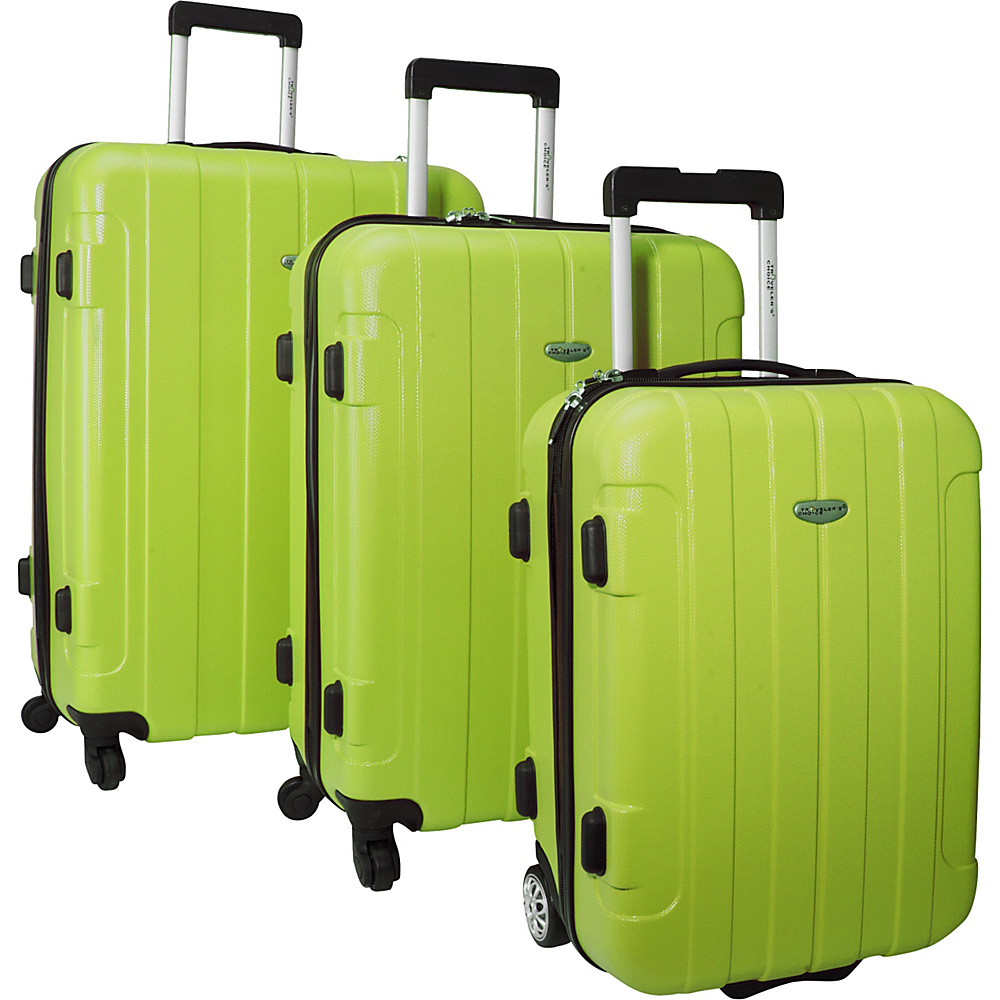 Traveler s Choice Rome 3 Piece Hardshell Spinner Rolling Luggage Set Green Traveler s Choice Luggage Sets