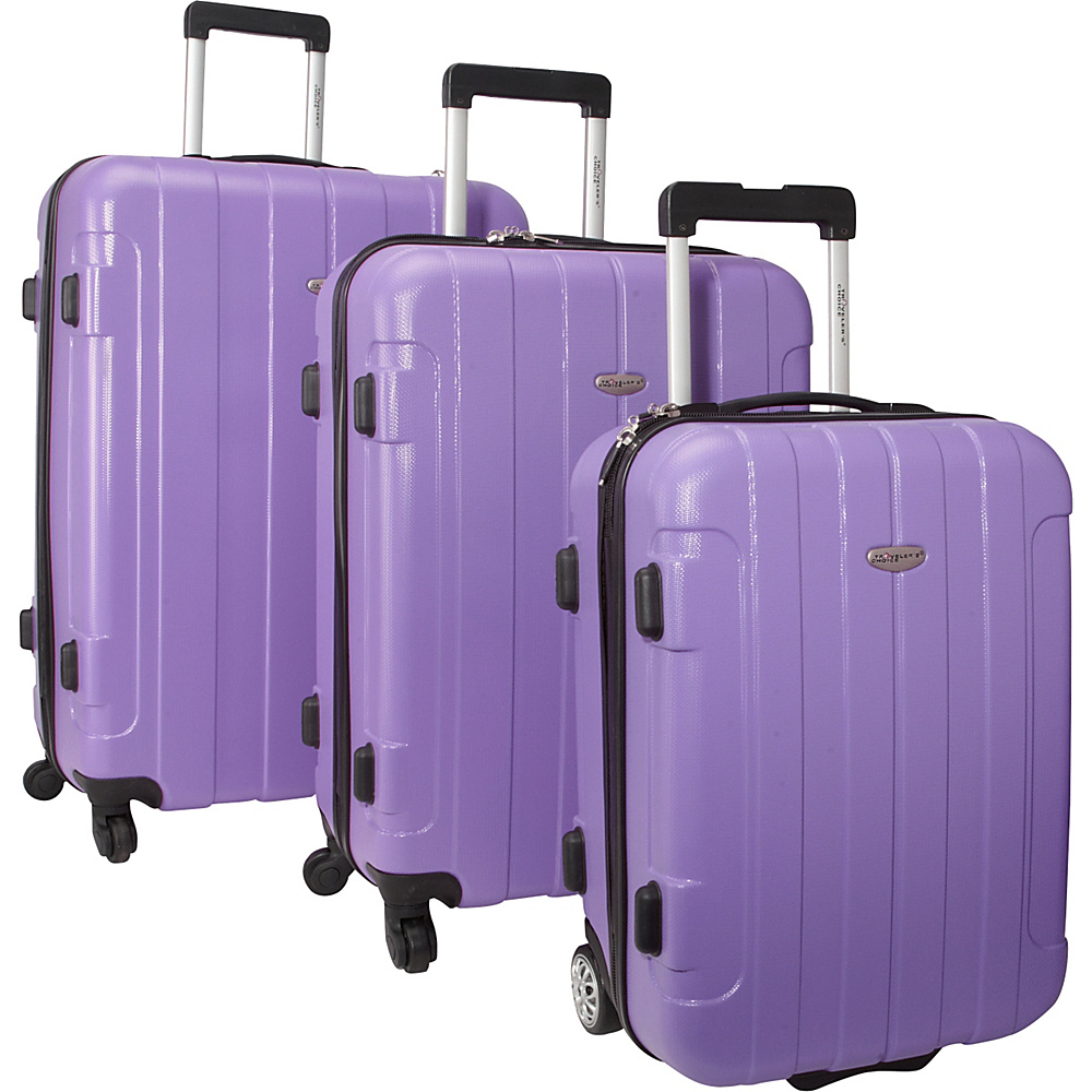 Traveler s Choice Rome 3 Piece Hardshell Spinner Rolling Luggage Set Purple Traveler s Choice Luggage Sets