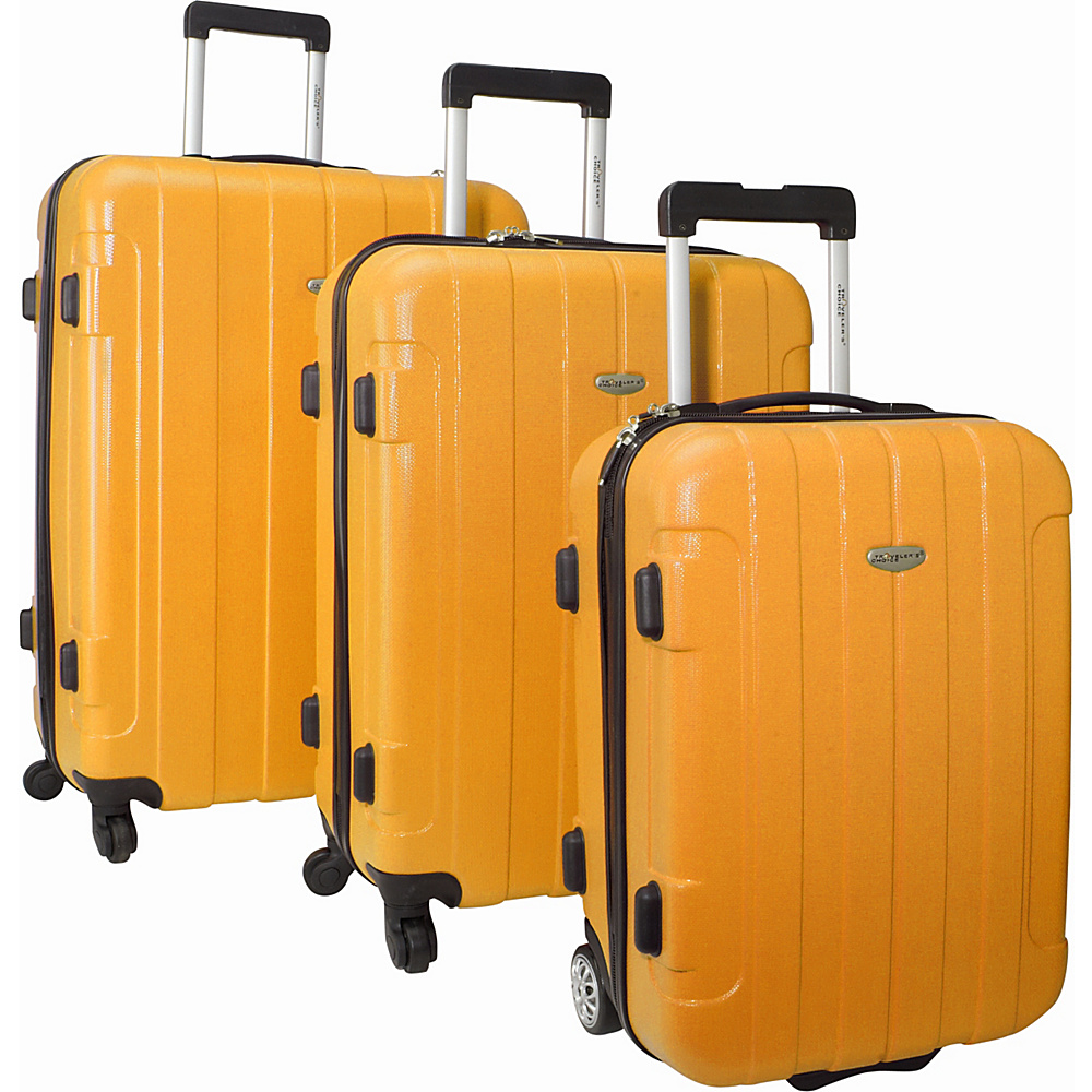 Traveler s Choice Rome 3 Piece Hardshell Spinner Rolling Luggage Set Orange Traveler s Choice Luggage Sets