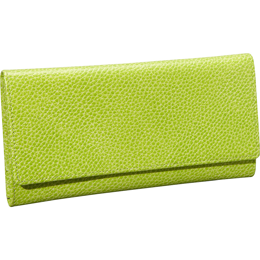 Budd Leather Pebble Grained Leather Continental Wallet Lime Green Budd Leather Women s Wallets