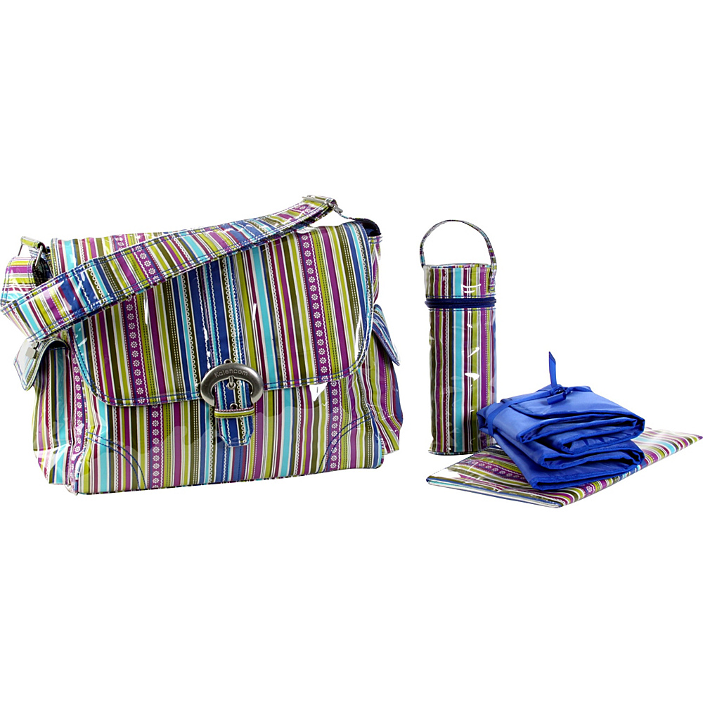 Kalencom Laminated Buckle Diaper Bag Cobalt Stripes