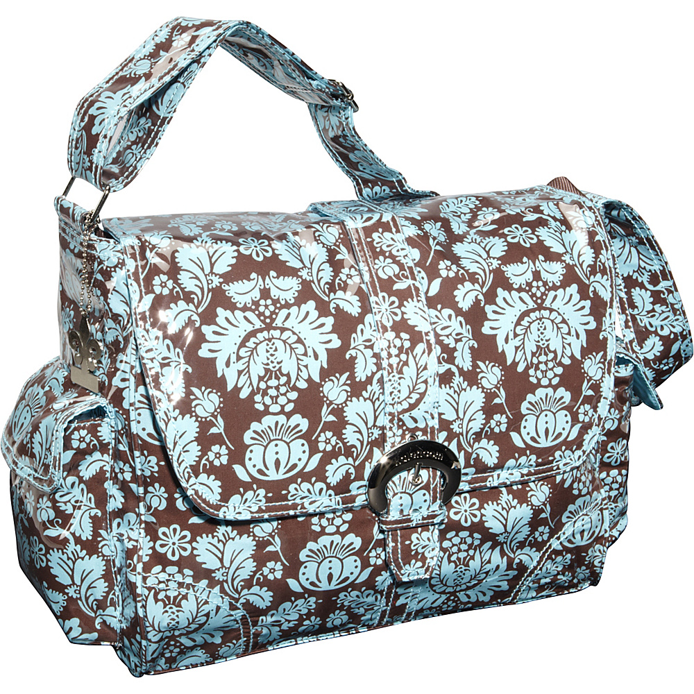 Kalencom Laminated Buckle Diaper Bag Toile Chocolate Blue Kalencom Diaper Bags Accessories