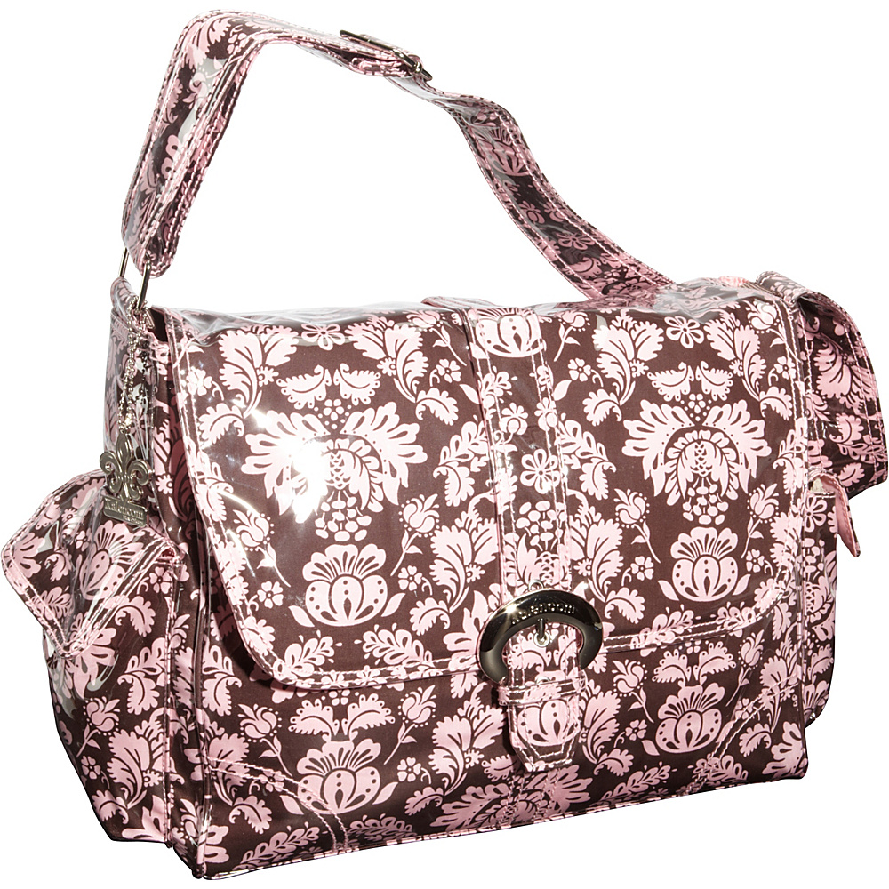 Kalencom Laminated Buckle Diaper Bag Toile Chocolate Pink Kalencom Diaper Bags Accessories