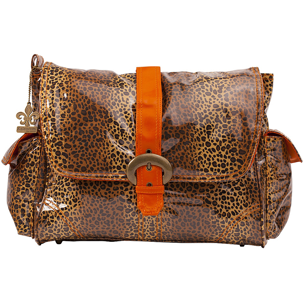 Kalencom Laminated Buckle Diaper Bag Leopard Orange Kalencom Diaper Bags Accessories