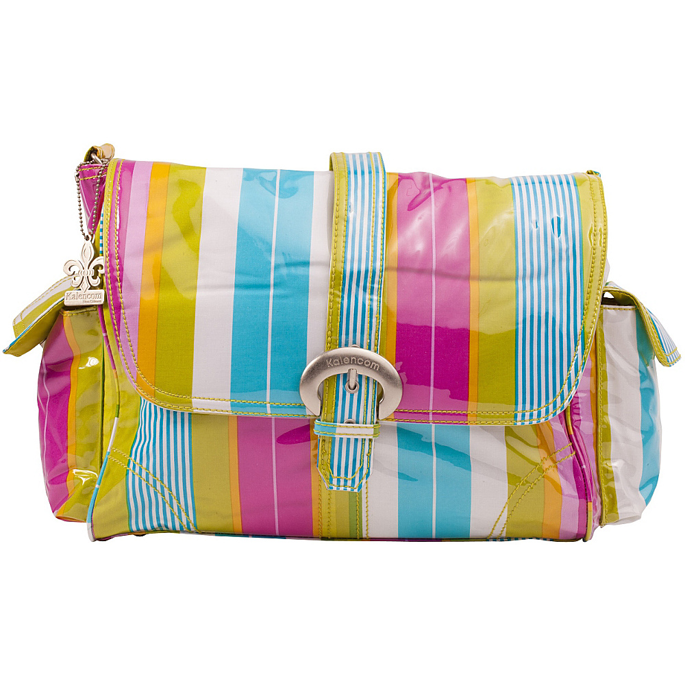 Kalencom Laminated Buckle Diaper Bag Paradise Stripes Aqua Kalencom Diaper Bags Accessories
