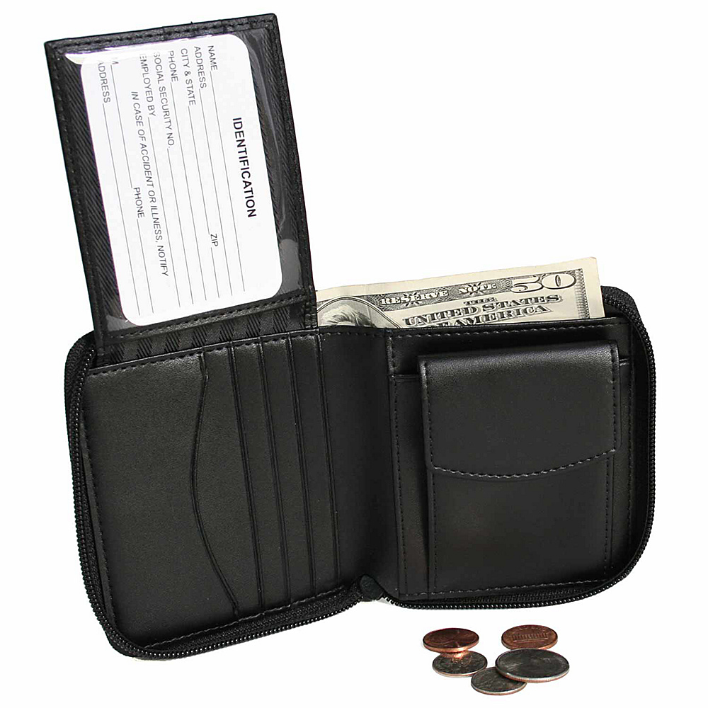 Royce Leather Zip Around Wallet Black