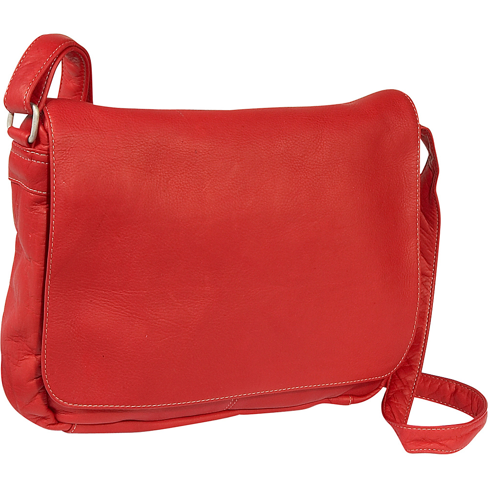 Le Donne Leather Flap Over Shoulder Bag Red
