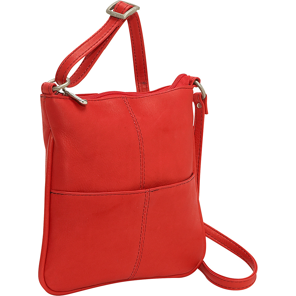 Le Donne Leather Front Pocket Cross Body Red