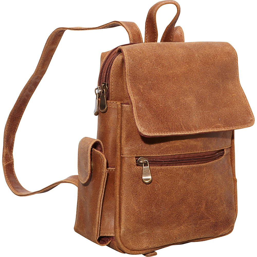 Le Donne Leather Distressed Leather Womens Backpack Purse Tan Le Donne Leather Leather Handbags