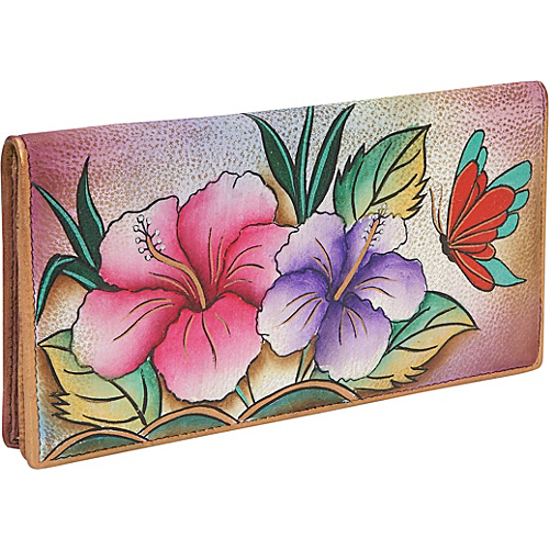 Anuschka Ladies 2 Fold Slim Wallet - Hawaiian Hibiscus
