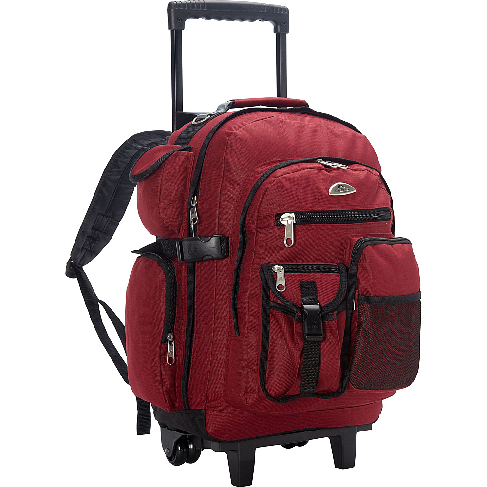 Everest Deluxe Wheeled Backpack Burgundy Everest Rolling Backpacks