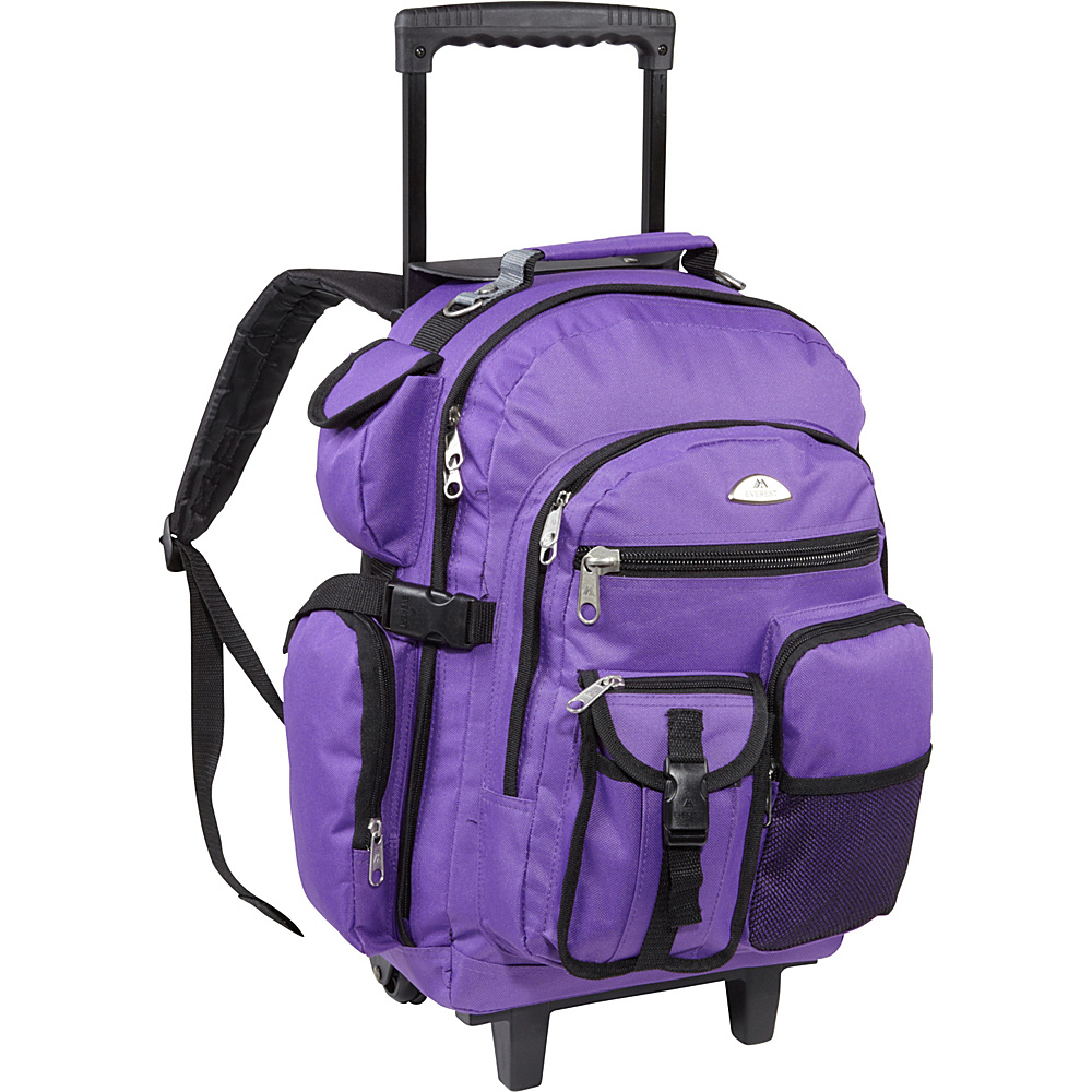 Everest Deluxe Wheeled Backpack Dark Purple Everest Rolling Backpacks