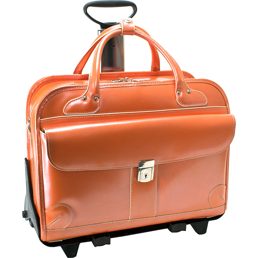 McKlein USA Lakewood Fly Through 15 Checkpoint Friendly Removable Rolling Ladies Briefcase Orange McKlein USA Wheeled Business Cases