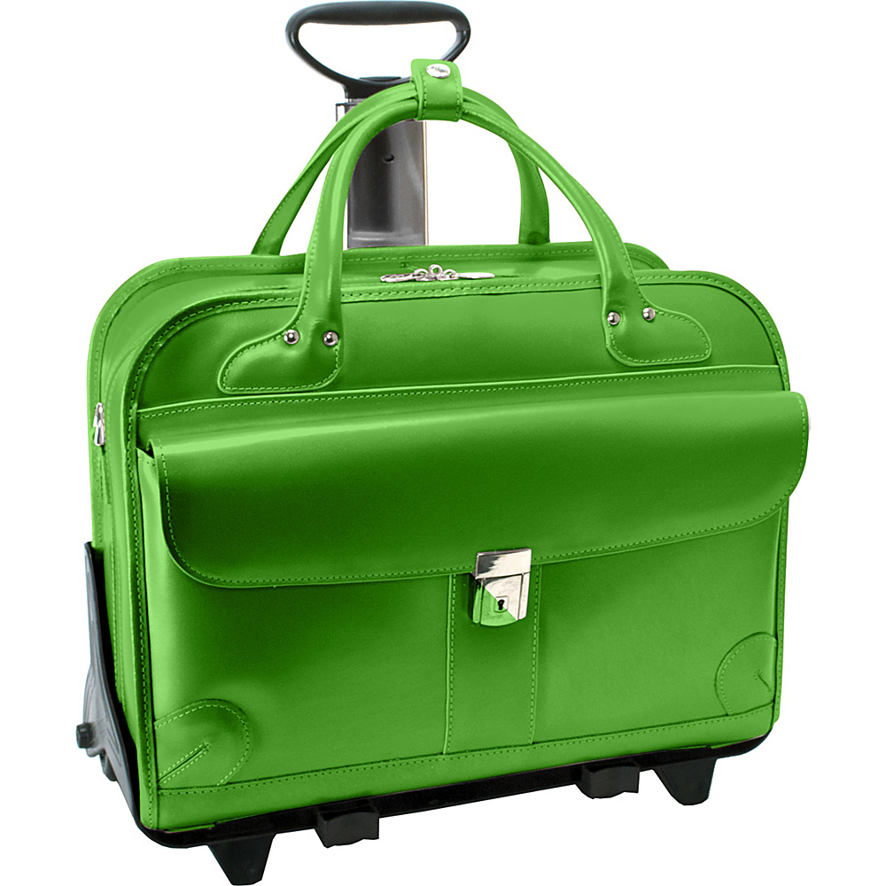 McKlein USA Lakewood Fly Through 15 Checkpoint Friendly Removable Rolling Ladies Briefcase Green McKlein USA Wheeled Business Cases