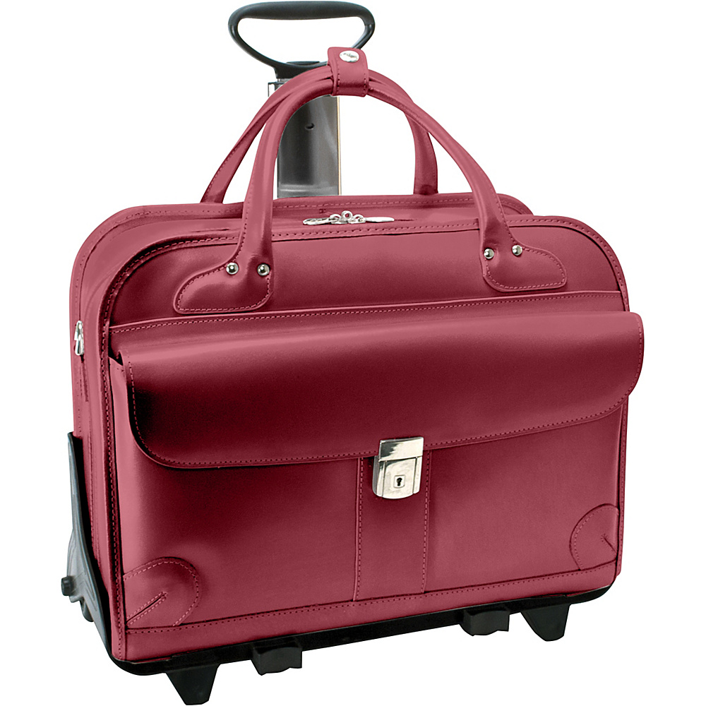 McKlein USA Lakewood Fly Through 15 Checkpoint Friendly Removable Rolling Ladies Briefcase Red McKlein USA Wheeled Business Cases