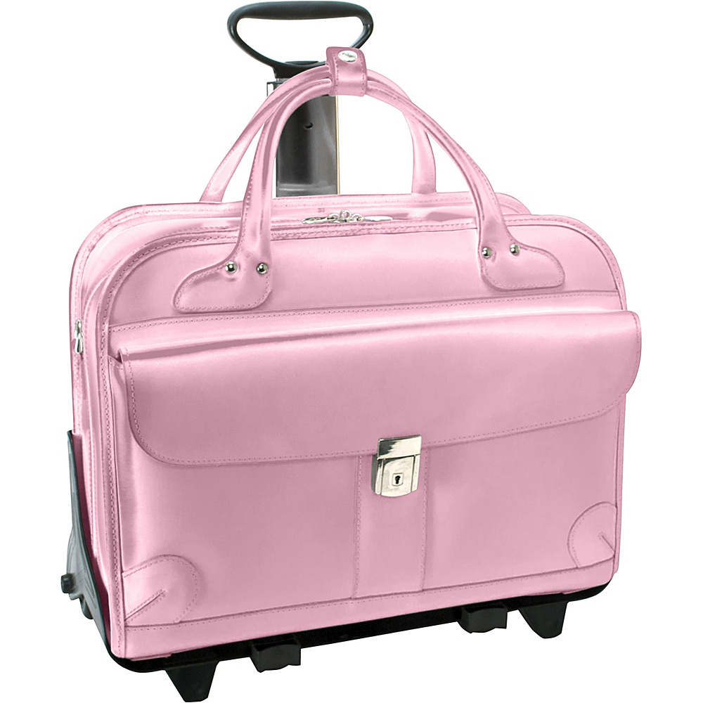 McKlein USA Lakewood Fly Through 15 Checkpoint Friendly Removable Rolling Ladies Briefcase Pink McKlein USA Wheeled Business Cases