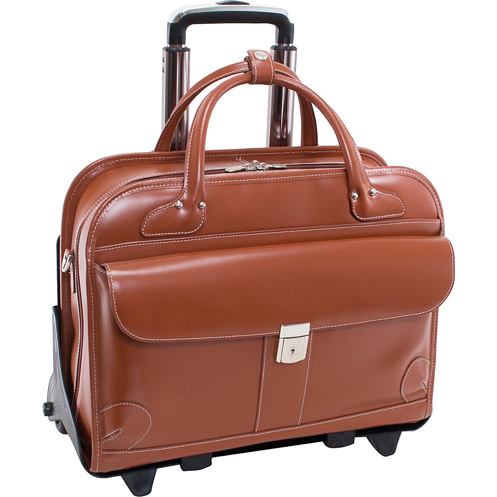 McKlein USA Lakewood Fly Through 15 Checkpoint Friendly Removable Rolling Ladies Briefcase Brown McKlein USA Wheeled Business Cases