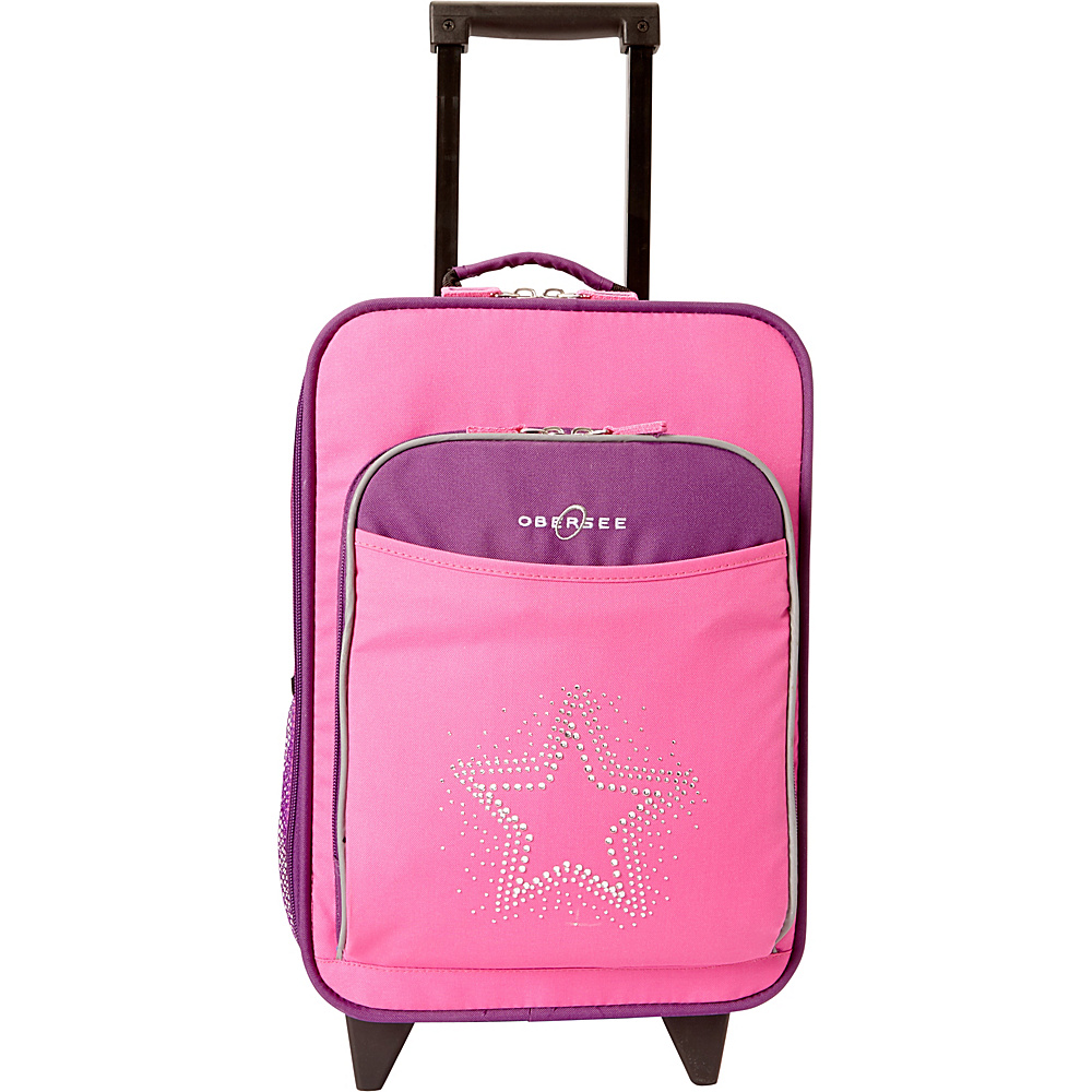 Obersee Kids Star 16 Upright Carry On Purple Pink Bling Rhinestone Star Obersee Softside Carry On